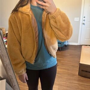 BP Tan Teddy Jacket with Balloon Sleeves